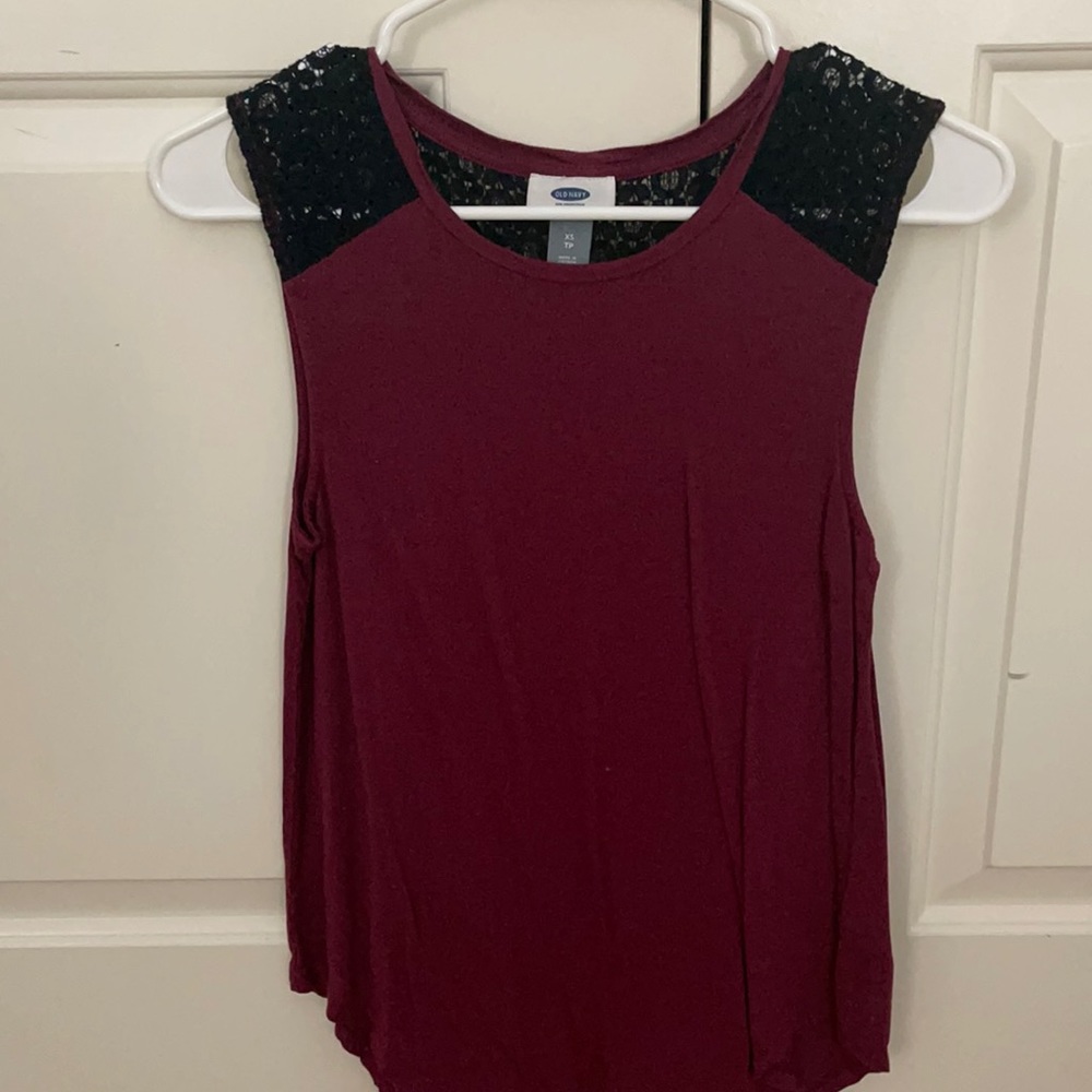 Burgundy and black lace tank